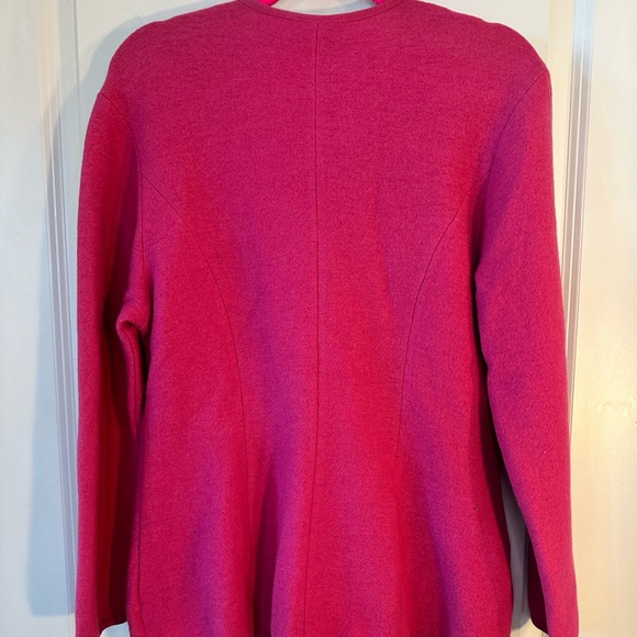 Vintage Geiger 100% Boiled Wool Pink Military Gold Button Long Line Sweater, 40 - Picture 9 of 12